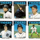 1986 Topps Traded Detroit Tigers Team Set-6 Cards
