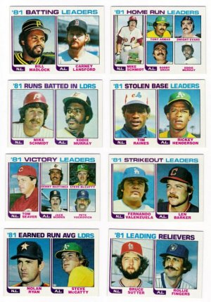 1982 Topps Leaders Set-8 Cards
