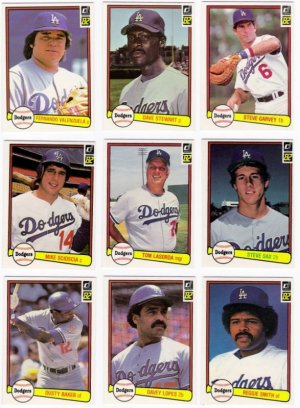 1982 Donruss Los Angeles Dodgers Set-25 Cards