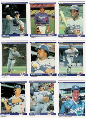 1984 Fleer Los Angeles Dodgers Set-24 Cards