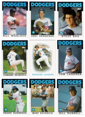 1986 Topps Los Angeles Dodgers Set-32 Cards