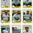 1981 Fleer Milwaukee Brewers Team Set-22 Cards