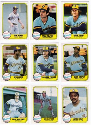 1981 Fleer Milwaukee Brewers Team Set-22 Cards