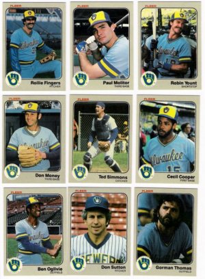 1983 Fleer Milwaukee Brewers Team Set-26 Cards