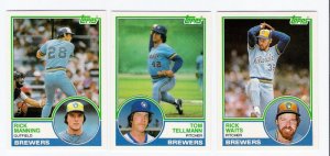 1983 Topps Traded Milwaukee Brewers Team Set-3 Cards