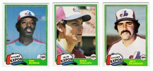1981 Topps Traded Montreal Expos Team Set-3 Cards (No Raines)