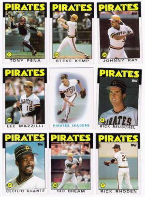 1986 Topps Pittsburgh Pirates Team Set-28 Cards