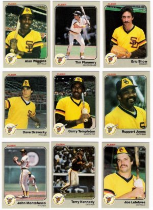 1983 Fleer San Diego Padres Team Set-23 Cards (No Gwynn)