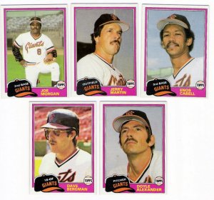 1981 Topps Traded San Francisco Giants Set-5 Cards