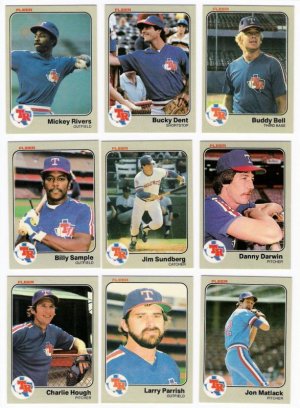 1983 Fleer Texas Rangers Team Set-23 Cards
