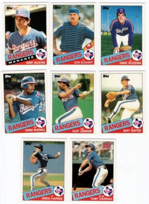 1985 Topps Traded Texas Rangers Team Set-8 Cards