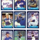 1986 Fleer Update Texas Rangers Team Set-9 Cards
