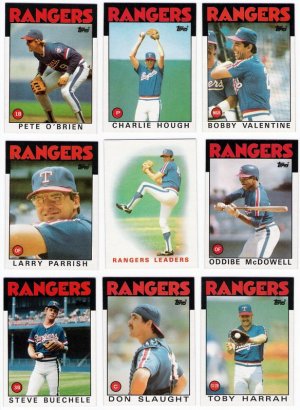1986 Topps Texas Rangers Team Set-28 Cards