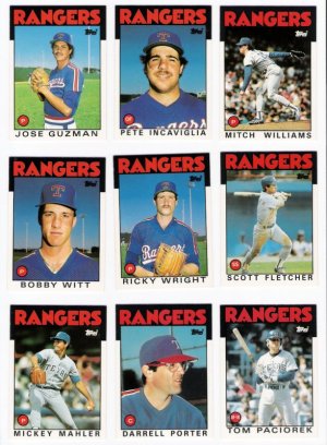 1986 Topps Traded Texas Rangers Team Set-9 Cards