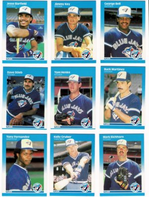 1987 Fleer Toronto Blue Jays Team Set-22 Cards