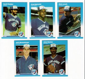 1987 Fleer Update Toronto Blue Jays Team-5 Cards