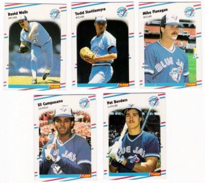 1988 Fleer Update Toronto Blue Jays Team Set-6 Cards