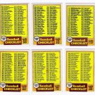 1981 Topps Unmarked Checklist Set-6 Cards