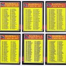 1985 Donruss Unmarked Checklist Set-6 Cards