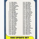 1986 Fleer Update Checklist-1 Card