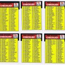 1986 Topps Unmarked Checklist Set-6 Cards