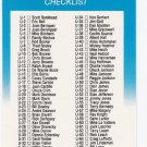 1987 Fleer Update Unmarked Checklist-1 Card