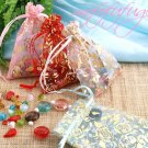 SMALL Rose Flower Gold Drawstring Organza Bag - $1 each