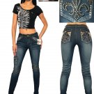 Embellished Embroidered Jeans by Dereon Clothing