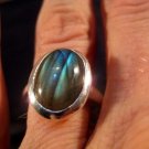 925 Silver Labradorite stone Ring Jewelry Size 7.5 A