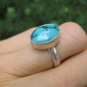 925 Silver Tibetan Turquoise Ring light Blue Size 8.5 A
