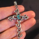 925 Silver Turquoise stone crystal cross pendant A 925 Silver Turquoise stone crystal cross pendant A