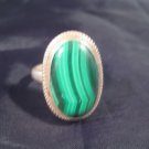 925 Silver natural Malachite ring nepal Size 9 9.25 A