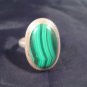 925 Silver natural Malachite ring nepal Size 9 9.25 A