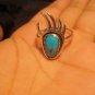 925 Silver Bear Foot Turquoise Ring size 9.25 Native American Indian style
