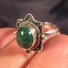 925 Silver Malachite crystal stone Ring Nepal jewelry art Size 6