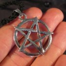 Large 925 sterling silver wicca inverted pentagram pendant necklace jewelry art Large 925 sterling silver wicca inverted pentagram pendant necklace jewelry art