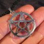 Large 925 sterling silver wicca inverted pentagram pendant necklace jewelry art