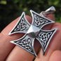 Large 925 Silver Knight Knights Cross Iron Cross Templar pendant Necklace A3