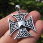 Large 925 Silver Knight Knights Cross Iron Cross Templar pendant Necklace A3