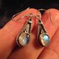 925 Silver Moonstone pair Earrings Earring jewelry Nepal himalayan art A8