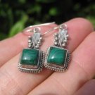 925 Silver Malachite pair Earrings Earring jewelry Nepal himalayan art A4