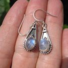 925 Silver Moonstone pair Earrings Earring jewelry Nepal himalayan art A6