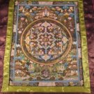 Mixed Gold Buddha Mandala Thangka Thanka Painting w/ Brocade Nepal  art A2
