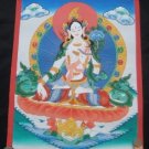 Mixed Gold White Tara Thangka Thanka painting Nepal Himalayan art