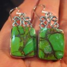 925 Silver Green Turquoise crystal stone earrings A