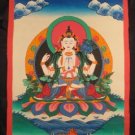Mixed Gold  Chenrezig Chengrezi Thangka Thanka Painting Nepal Himalayan art A2