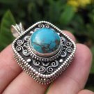 925 Silver Turquoise Compartment Locket Pendant Necklace Nepal Jewelry Art A8 925 Silver Turquoise Compartment Locket Pendant Necklace Nepal Jewelry Art A8