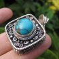 925 Silver Turquoise Compartment Locket Pendant Necklace Nepal Jewelry Art A8