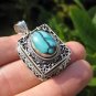 925 Silver Turquoise Compartment Locket Pendant Necklace Nepal Jewelry Art B2