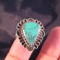 925 Silver Tibetan Turquoise stone Ring jewelry art Nepal Size 10 US T1/5 GB